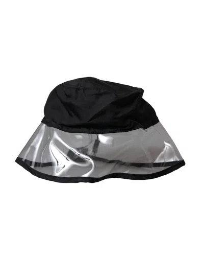 Dolce & Gabbana Black Polyester Plastic Bucket Hat Men In Black