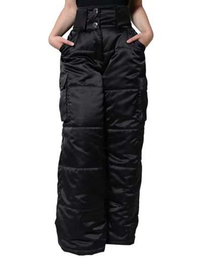 Dolce & Gabbana Black Quilted High Waist Women Boot Cut Women's Pants In Black