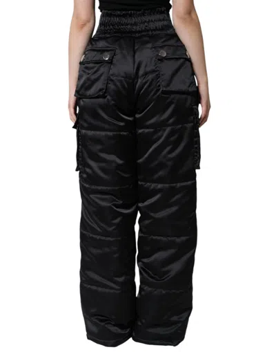 Dolce & Gabbana Black Quilted High Waist Women Boot Cut Women's Pants In Black