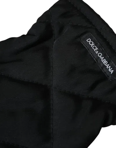 Dolce & Gabbana Black Quilted Nylon Wrist Length Mitten Gloves In Black