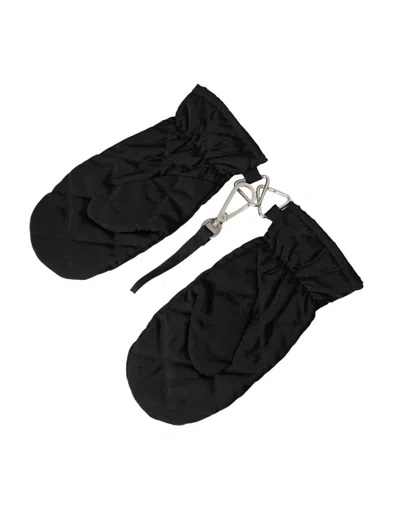 Dolce & Gabbana Black Quilted Nylon Wrist Length Mitten Gloves In Black