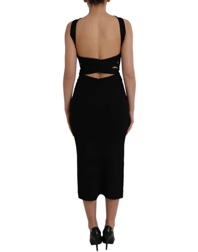 Dolce & Gabbana Elegant Black Sheath Halter Midi Dress In Black