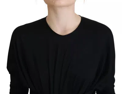 Pre-owned Dolce & Gabbana Black Sheath Midi Gown Wool Wrap Women's Dress ()