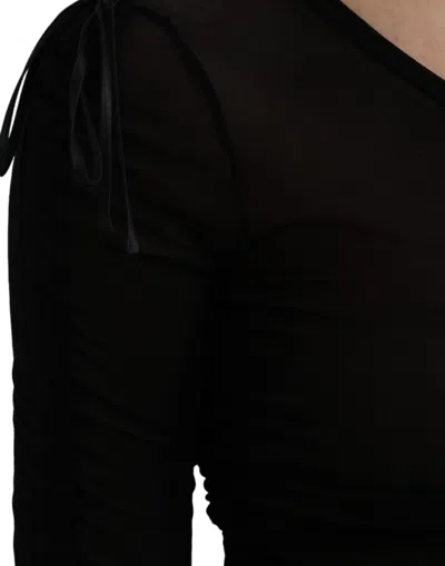 Dolce & Gabbana Black Viscose Bodycon Sheath Midi Dress In Black