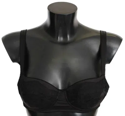 Dolce & Gabbana Black Silk Lace Balconcino Bra Underwear In Black