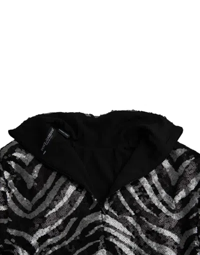 Dolce & Gabbana Black Silver Sequined Polyester Men's Sweater In Black | Silver
