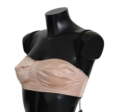 Dolce & Gabbana Black Straps Pink Balconcino Bra In Pink