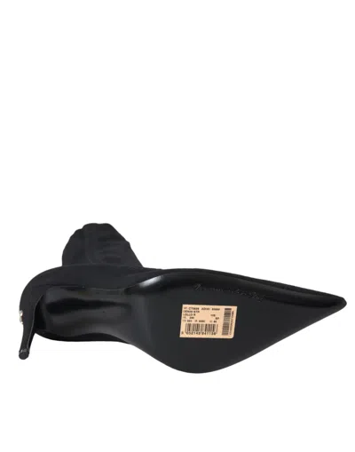 Dolce & Gabbana Black Stiletto Heels Denim Ankle Boots Women's Shoes In Black