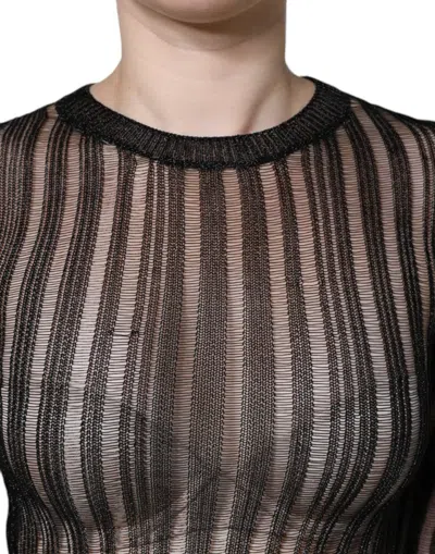 Dolce & Gabbana Black Stripe See Through Long Sleeves Top In Black