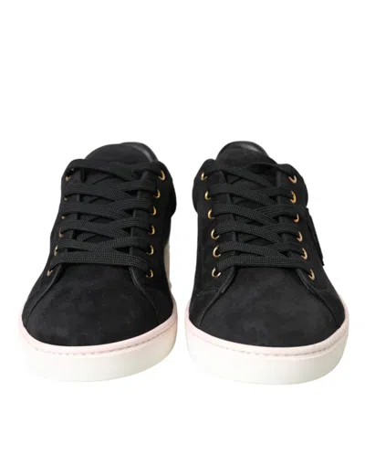 Pre-owned Dolce & Gabbana Black Suede Leather Men Low Top Sneakers Men Men's Shoes ()
