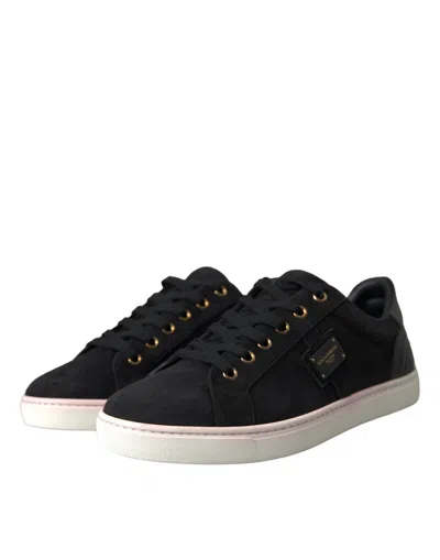 Pre-owned Dolce & Gabbana Black Suede Leather Men Low Top Sneakers Men Men's Shoes ()