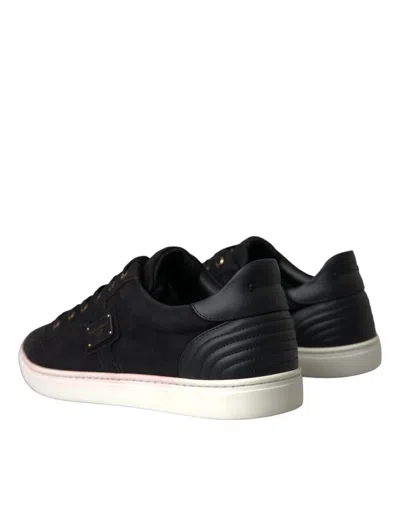 Pre-owned Dolce & Gabbana Black Suede Leather Men Low Top Sneakers Men Men's Shoes ()