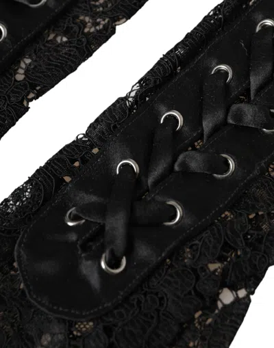 Dolce & Gabbana Black Taormina Lace Elbow Length Gloves In Black