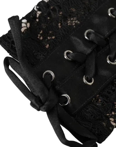 Dolce & Gabbana Black Taormina Lace Elbow Length Gloves In Black