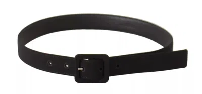 Dolce & Gabbana Black Velvet Leather Logo Waist Buckle Belt In Black
