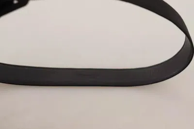 Dolce & Gabbana Black Velvet Leather Logo Waist Buckle Belt In Black