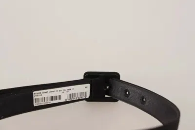 Dolce & Gabbana Black Velvet Leather Logo Waist Buckle Belt In Black