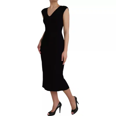 Pre-owned Dolce & Gabbana Black Viscose Sleeveless Bodycon Midi Women's Dress ()