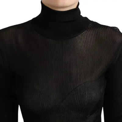 Pre-owned Dolce & Gabbana Black Viscose Turtle Neck Pullover Women's Sweater ()