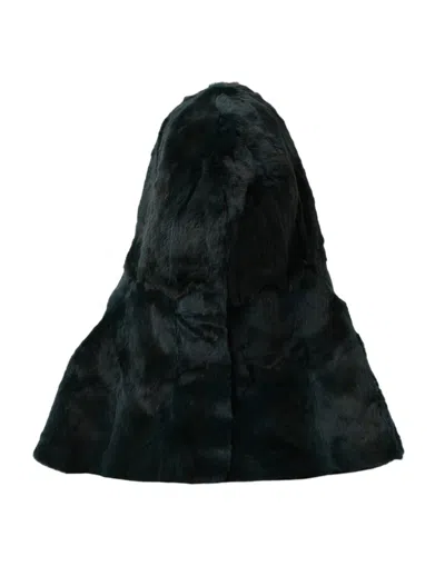 Dolce & Gabbana Black Weasel Fur Whole Head Wrap Hat In Black