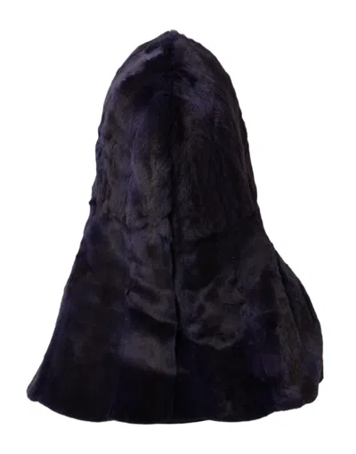 Dolce & Gabbana Black Weasel Fur Whole Head Wrap Hat In Black