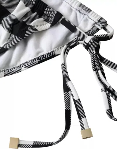 Dolce & Gabbana Black White Check Swimwear Beachwear Bottom Bikini In Black And White