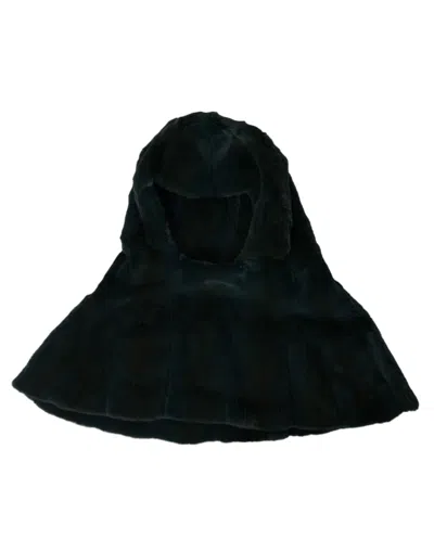 Dolce & Gabbana Black Weasel Fur Whole Head Wrap Hat In Black
