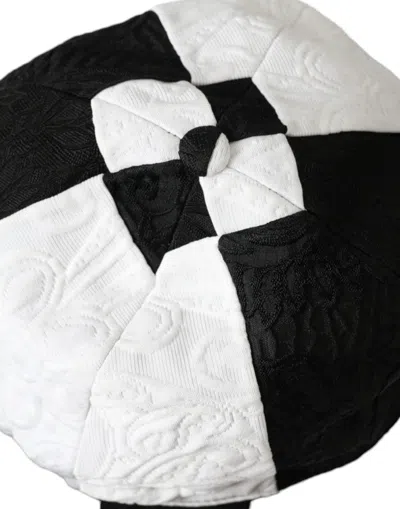 Dolce & Gabbana Black White Checkered Wide Brim Floppy Hat In Black And White