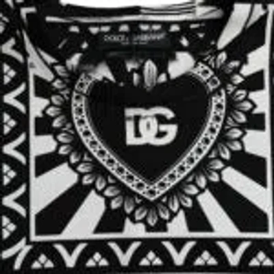 Dolce & Gabbana Black White Printed Cotton Short Sleeves Men Men's T-shirt () In Black/white