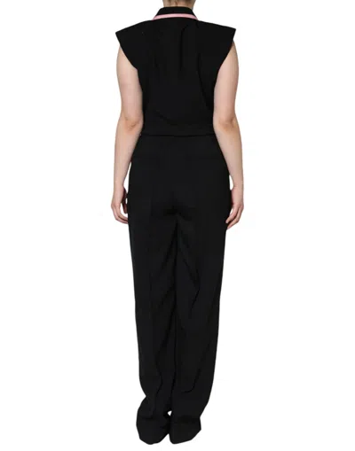 Dolce & Gabbana Black Wool Blend Sleeveless Jumpsuit Dress In Black
