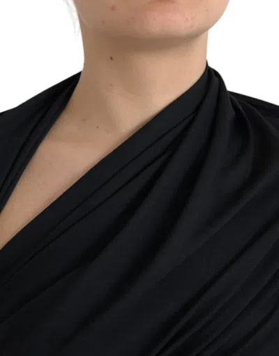 Dolce & Gabbana Black Wool Cutout Asymmetric Long Sleeve Top In Black