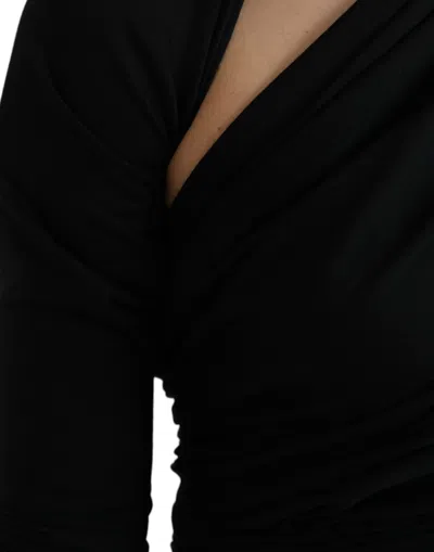 Dolce & Gabbana Black Wool Cutout Asymmetric Long Sleeve Top In Black