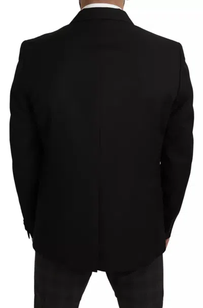 Dolce & Gabbana Black Wool Slim Fit Notch Jacket Men's Blazer In Black