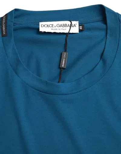 Dolce & Gabbana Blue Logo Round Neck Short Sleeves T-shirt In Blue