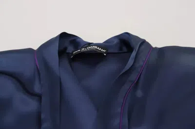 Pre-owned Dolce & Gabbana Blue Satin Silk Waist Belt Robe Men's Jacket ()