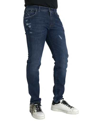 Dolce & Gabbana Blue Slim Fit Cotton Skinny Men Denim Men's Jeans In Blue