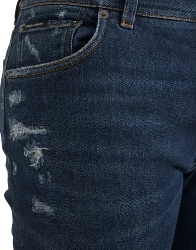 Dolce & Gabbana Blue Slim Fit Cotton Skinny Men Denim Men's Jeans In Blue
