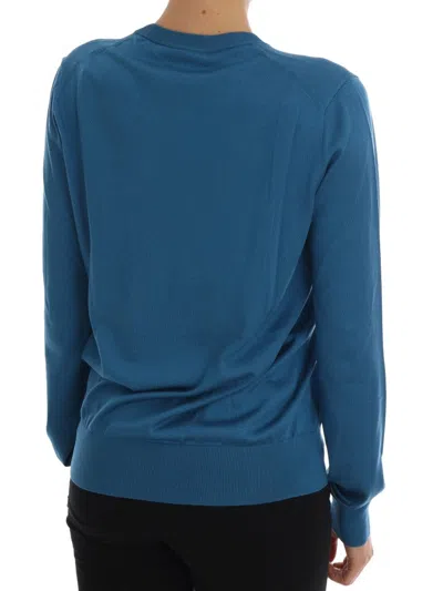 Dolce & Gabbana Blue Silk Love Is Pullover Sweater In Blue