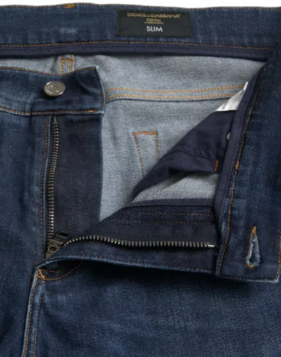 Dolce & Gabbana Blue Slim Fit Cotton Skinny Men Denim Men's Jeans In Blue