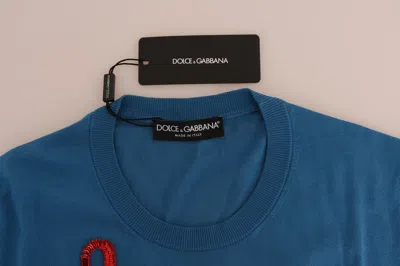 Dolce & Gabbana Blue Silk Love Is Pullover Sweater In Blue