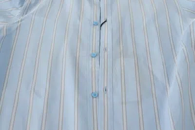 Pre-owned Dolce & Gabbana Blue Striped Silk Formal Dress Martini Men's Shirt ()