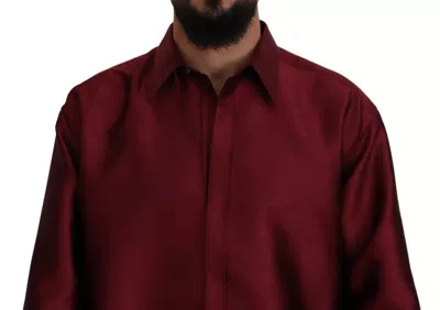 Pre-owned Dolce & Gabbana Bordeaux Cotton Long Sleeve Men Formal Men's Shirt ()