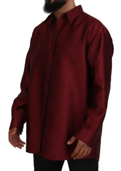 Pre-owned Dolce & Gabbana Bordeaux Cotton Long Sleeve Men Formal Men's Shirt ()