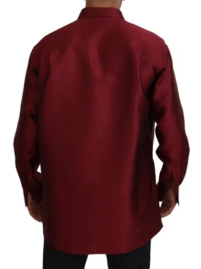 Pre-owned Dolce & Gabbana Bordeaux Cotton Long Sleeve Men Formal Men's Shirt ()