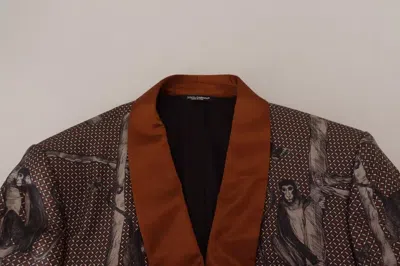 Dolce & Gabbana Bronze Monkey Print Silk Slim Jacket Blazer In Bronze