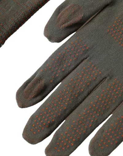 Dolce & Gabbana Brown Cotton Stretch Wrist Length Gloves In Brown