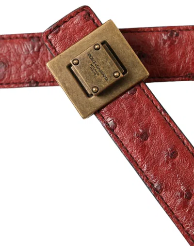 Dolce & Gabbana Brown Leather Square Metal Buckle Belt In Brown