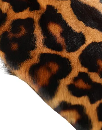 Dolce & Gabbana Brown Leopard Fur Women Bucket Hat In Brown