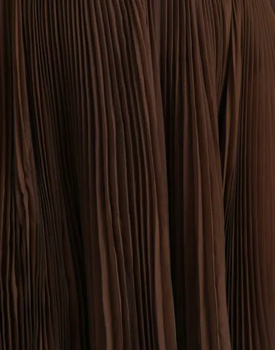 Dolce & Gabbana Brown Polyester Pleated High Waist Midi Women's Skirt In Brown