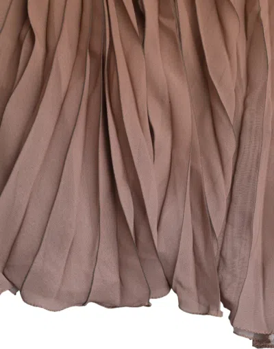 Dolce & Gabbana Brown Polyester Pleated High Waist Midi Women's Skirt In Brown